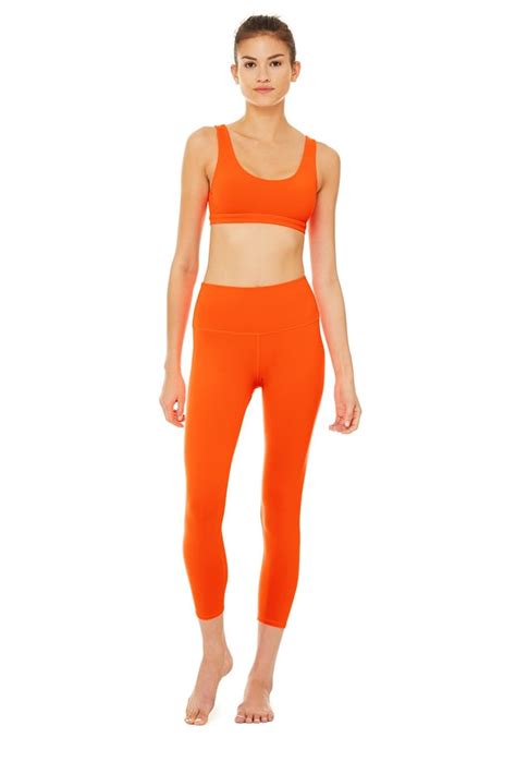 Alo Yoga 7 8 High Waist Neon Airbrush Legging And Ambient Neon Bra Set Cute Workout Sets For