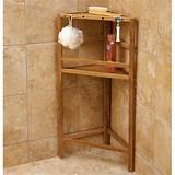 Pictures of Freestanding Teak Corner Shower Shelf