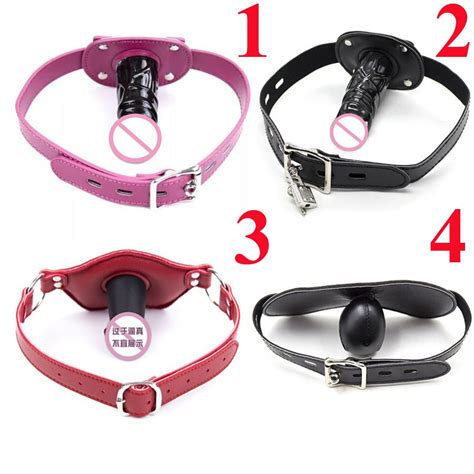 Silicone Dildo Mouth Gagslave Leather Harness Restraint Lockable Strap