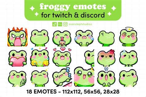 Cute Frog Emotes For Twitch And Discord Grafika Przez Overslept Studios