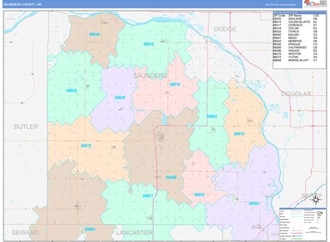 Saunders County Ne Wall Map Color Cast Style By Marketmaps
