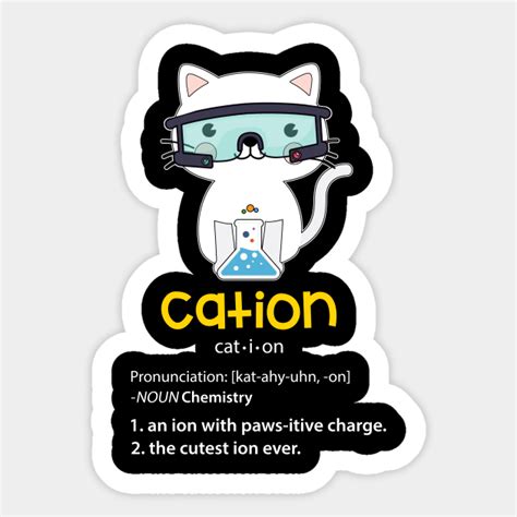 Cute Science Cat Cation Chemistry Cat Sticker Teepublic Au