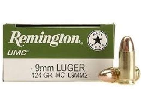 Remington 9mm Luger Ammunition Range T9mm2l 124 Grain Full Metal Jacket