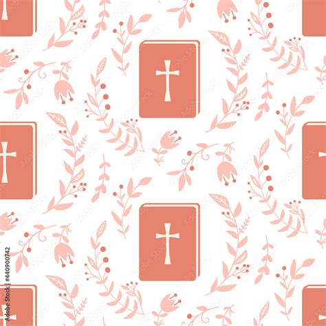 Christian Seamless Pattern Background With Cross And Bible Stock Vector
