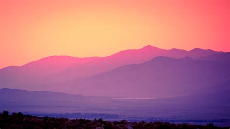 Pink Sky Wallpaper 4K, Sunset, Gradient, Mountains, Landscape, Nature ...