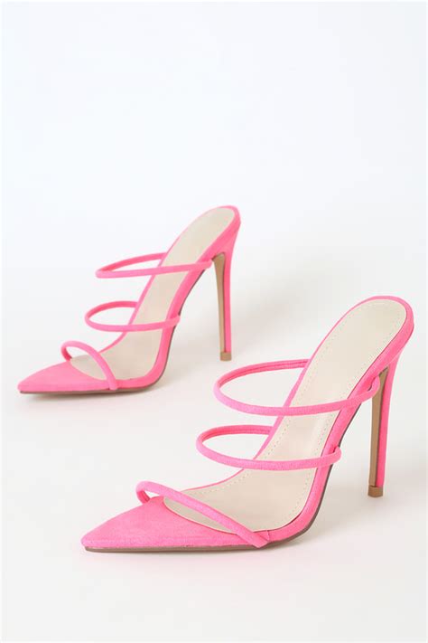 Sexy Pink Heels Pointed Toe Sandals Barely There Heels Lulus