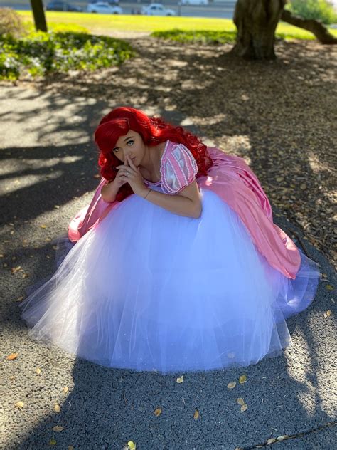 Disney Little Mermaid Princess Adult Costume Ariel Pink Etsy Denmark