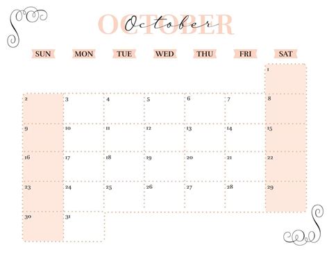 Planificador De Calendario Mensual Elegante De Octubre 2022 Imprimible