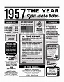1957 the Year You Were Born PRINTABLE Born in 1957 - Etsy