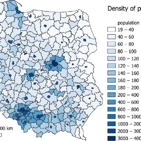 Population Density Per Country In Poland In 2019 Download Scientific