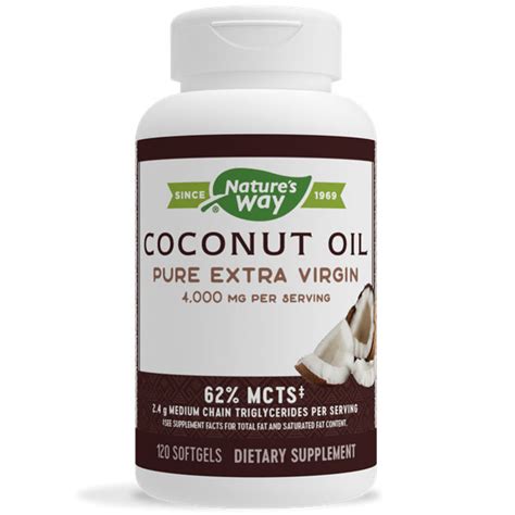 nature s way coconut oil pure 1000 mg 120 softgels