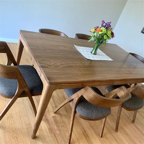 Solid Wood Quarter Sawn Walnut Mid Century Modern Dining Table