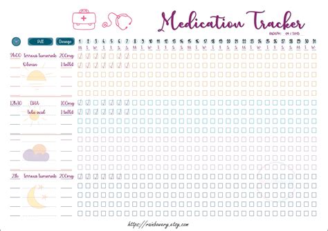 Medication Tracker Printable Patient Medication Medication Etsy