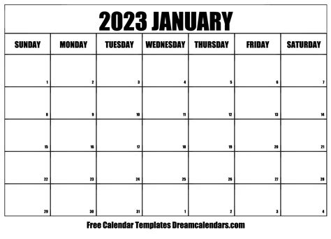 January 2023 Calendar Free Blank Printable With Holidays