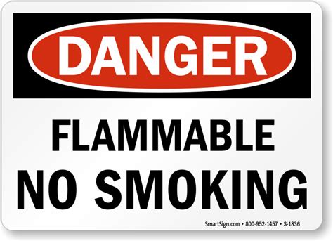 Flammable No Smoking OSHA Compliant Danger Sign SKU S 1836