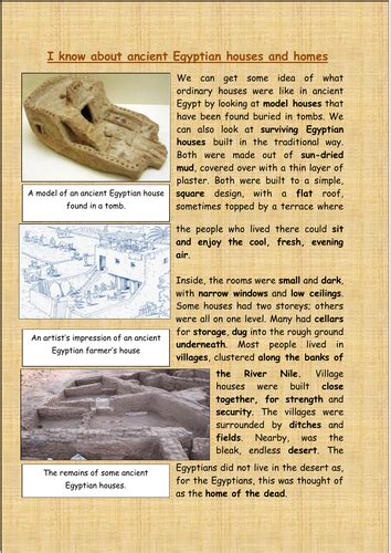 I Know About Ancient Egyptian Homes And Houses Comprehension Teaching
