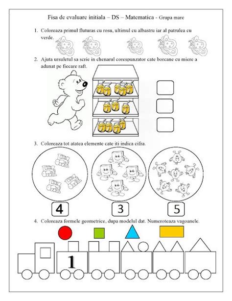 Fisa De Evaluare Initiala Grupa Mare Ds Matematica Fise De Lucru Gradinita Éducation