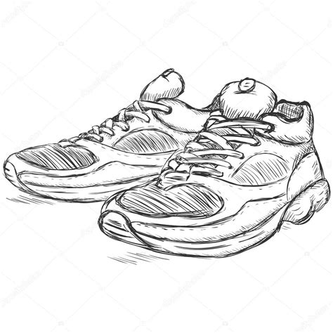 Vector Sketch Illustration Running Shoes Stock Vector Image By