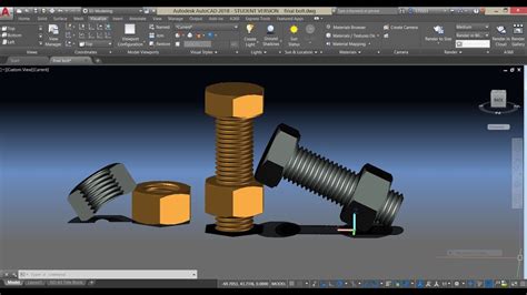 Hex Nuts And Bolts In Autocad 3d Youtube