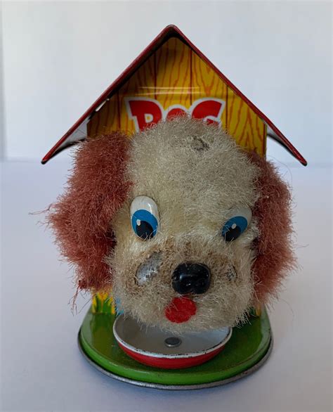 Vintage Tin Toy Dog House Made In Japan Wind Up Dog In Dog Etsy New