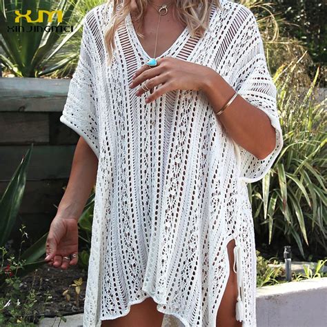 2017 New Bathing Suit Cover Ups Knitted Pareo Beach Hollow Sexy