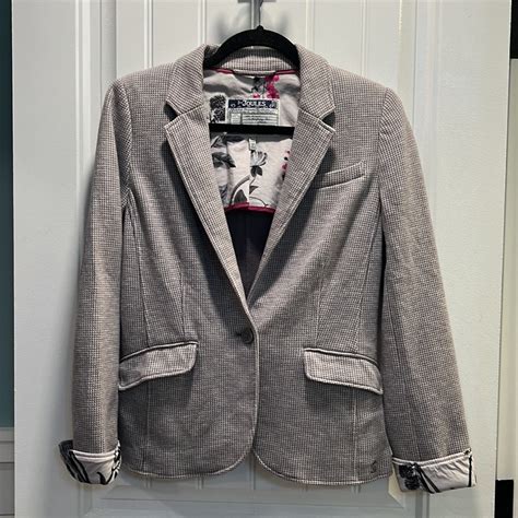 joules ‘olivia gray jersey tweed blazer jacket with … gem