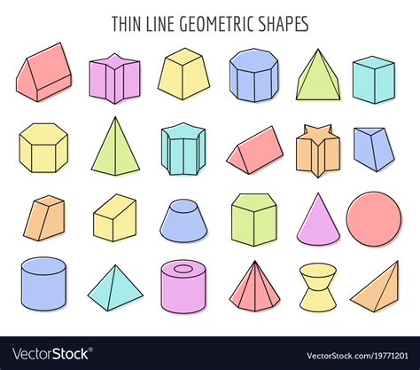 Colorful 3d Geometry Shapes Royalty Free Vector Image