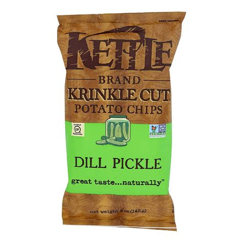Kettle Brand Krinkle Cut Potato Chips Dill Pickle 5 Oz Pack Of 15