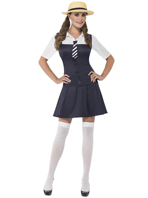 Ladies School Girl Fancy Dress Costume Uniform St Trinian