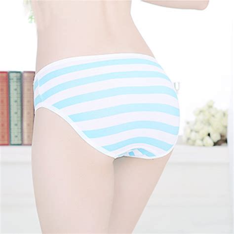 Joyralcos Japanese Striped Panties Bikini Cotton Anime Blue Pink