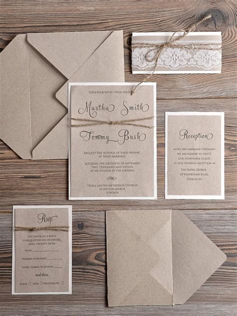 rustic wedding invitations 20 country style lace wedding invitations rustic wedding