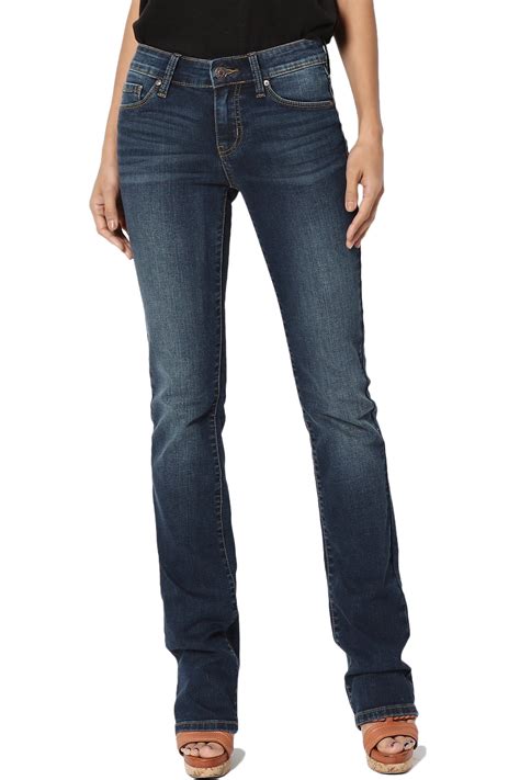 Themogan Themogan Womens Mid Rise Slim Fit Bootcut Jeans In Soft Dark Blue Denim Walmart