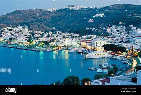 Harbour Skala Patmos Island Dodecanese Greece Stock Photo Alamy