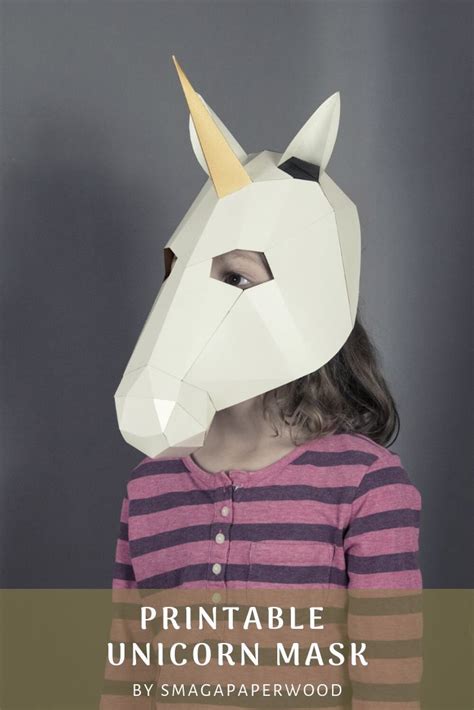 Printable Unicorn Mask Low Poly Mask Unicorn Papercraft Masquerade