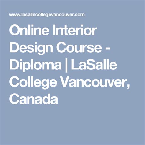 Online Interior Design Course Diploma Lasalle College Vancouver