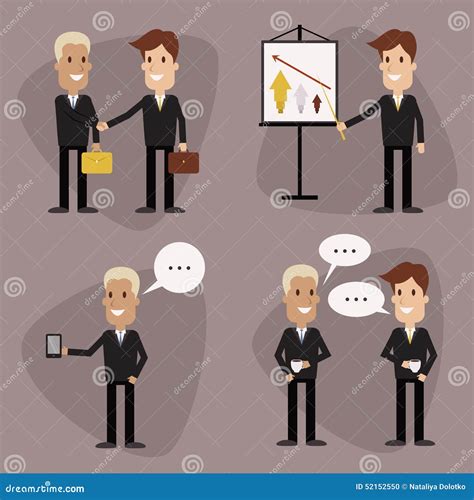 Vector Businessmen Set Stock Vector Illustration Of Chatting 52152550