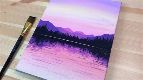 Acrylic Sunset Forest Painting Tutorial For Beginners Purple