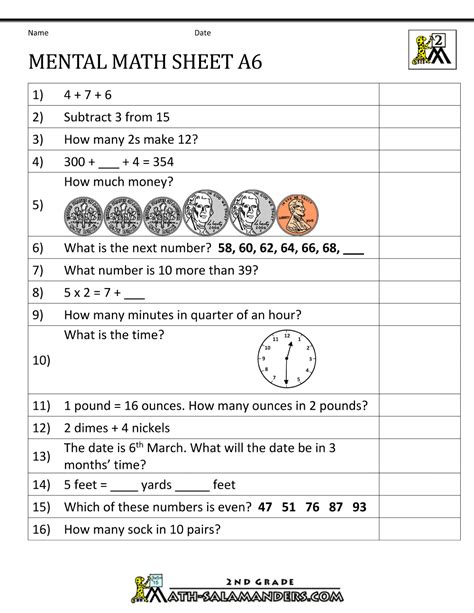 Try to remember, you always have to care for your child with amazing care, compassion and affection to be able to help him learn. 2nd Grade Mental Math Worksheets