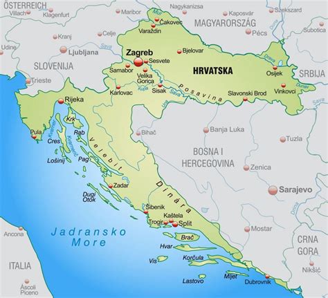 Karta över Kroatien Croazia Mappa Stradale Europa Karta