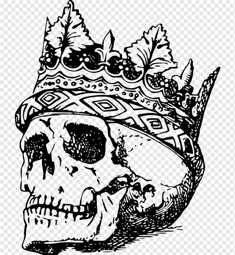 Skull Drawing Bone Crown Face Monochrome Head Png Pngwing
