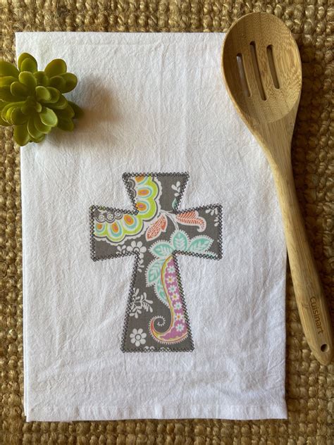 Cross Tea Towel Religious Kitchen Towel Flour Sack Towel Cross