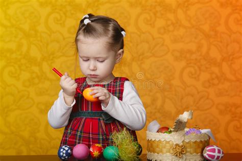 Girl Painting Easter Eggs Stock Photo Image Of Childhood 78021242