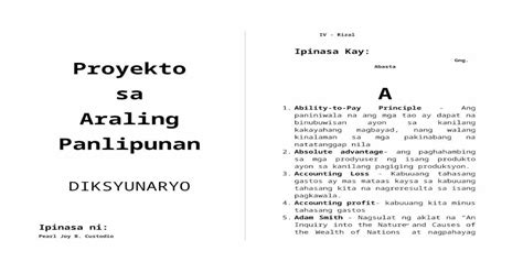 Araling Panlipunan Dictionary Docx Document