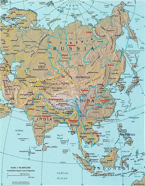 Asia River Map Labeled