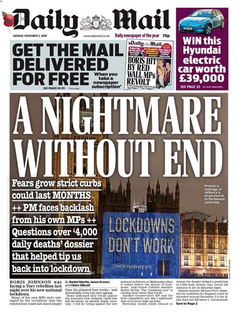 Daily Mail Front Page 2nd Of November 2020 Tomorrows Papers Today