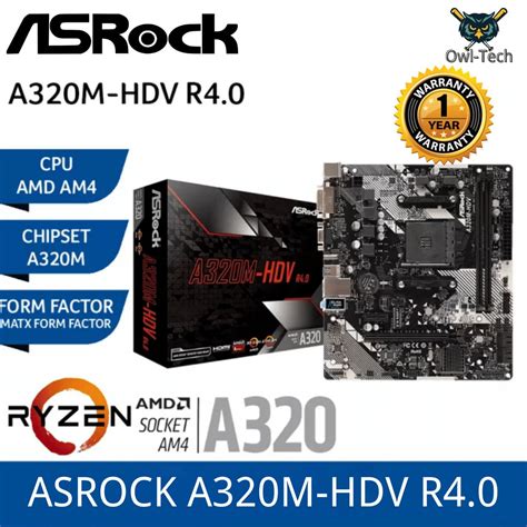 Asrock A320m Hdv R40 A320 Ryzen Am4 Matx Motherboard Lazada Ph