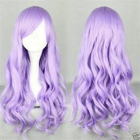 70 Cm Long Purple Lavender Synthetic Hair Wigs Beautiful