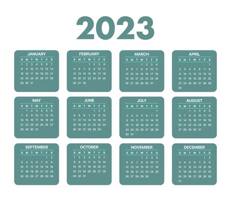 Calendário 2023 Horizontal Vetor Grátis
