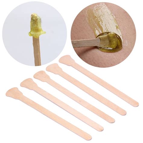 Elecool 10pcs Disposable Wax Stick Wooden Sticks Spatulas Waxing Tongue Depressors Bulk Hair