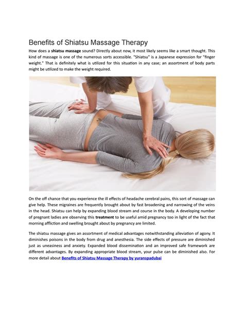 Benefits Of Shiatsu Massage Therapy By Davidjake163 Issuu